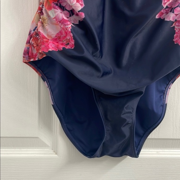 Aqua Rose Navy and Pink Floral One Piece Swimsuit Size M - Picture 5 of 14